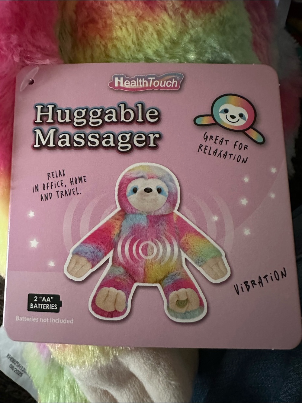 HealthTouch Pink Rainbow Huggable Massager Plush